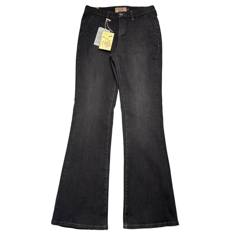 NWT Dear John Flared Trouser Jeans 27 (27x31.5) Storm Washed Black Stretch Women